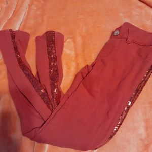 Girls leggings with sequence down the sides